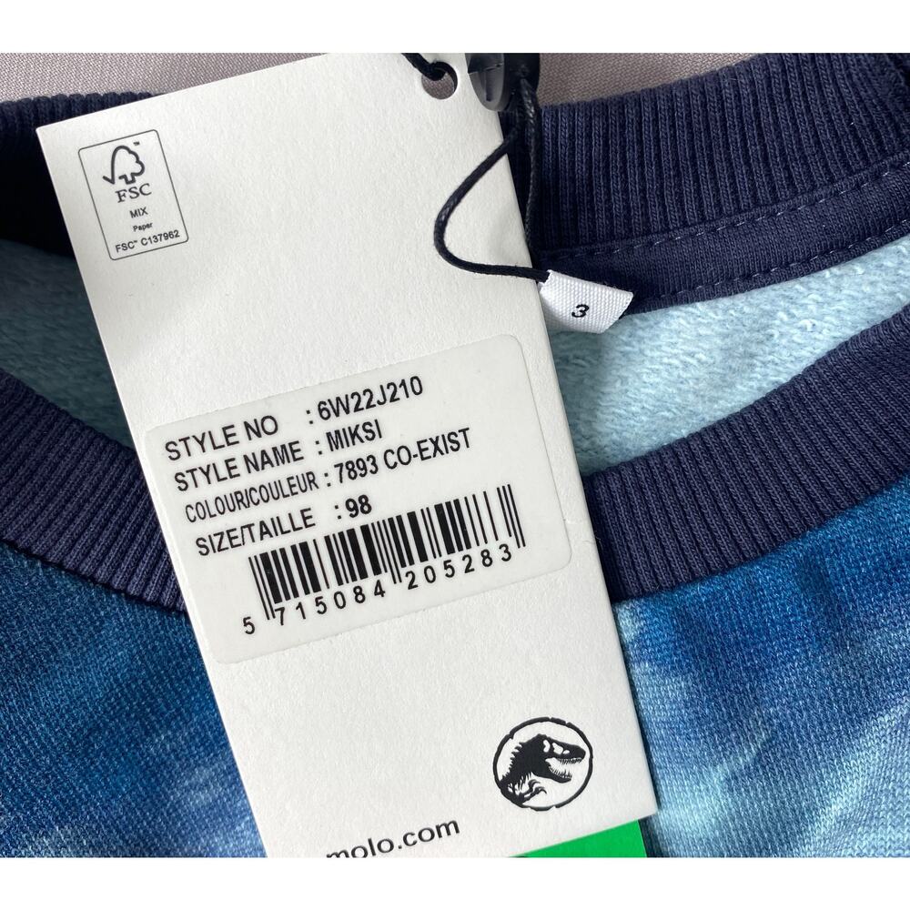 NWT Molo Jurassic World Dinosaur Coexist Miksi Sweatshirt Boys Girls 98/3 Yrs - Picture 5 of 7